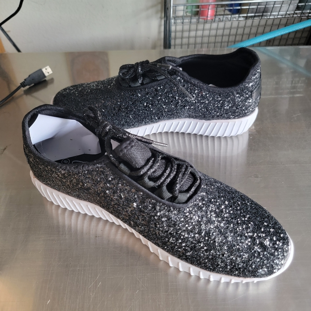 Forever Link Black Glitter Sneakers
